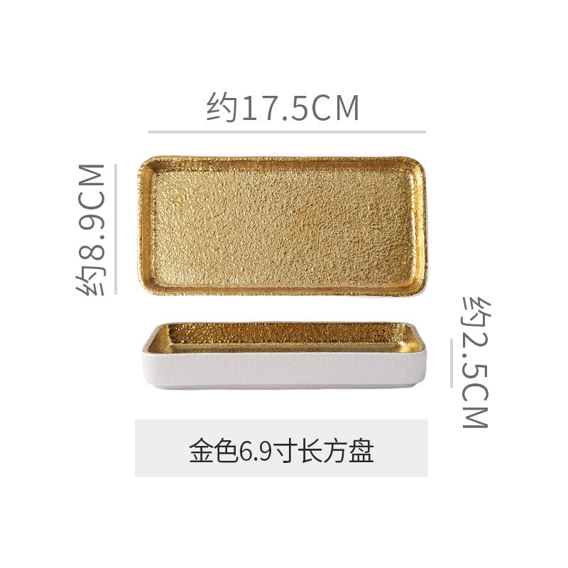 Luxury retro ceramic rectangular plate - stylish and high-value for fruit, desserts, pastries, and sushi presentation