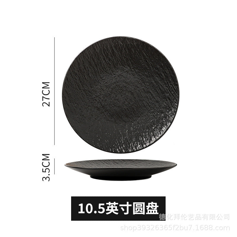 Embossed stone texture plate - steak plate for hotel & restaurant use - creative ceramic western dinner plate for home - pasta plate