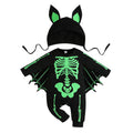 new halloween baby costume: skeleton & bat long-sleeve romper with hat