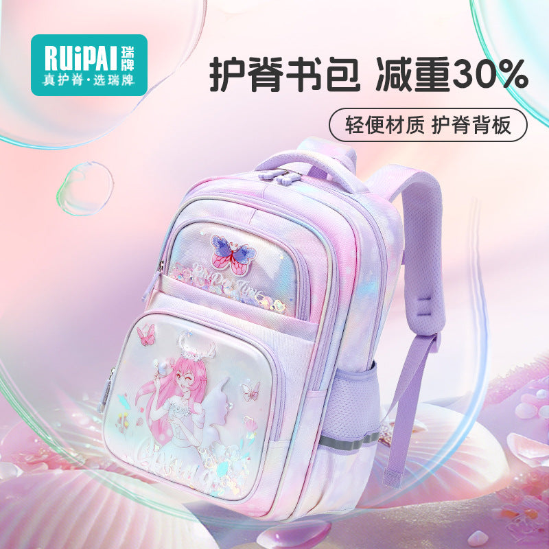 Rui brand children's schoolbag for girls in grades 1-2, large-capacity burden reduction cartoon for primary school girls, new and lightweight models for girls in 2024