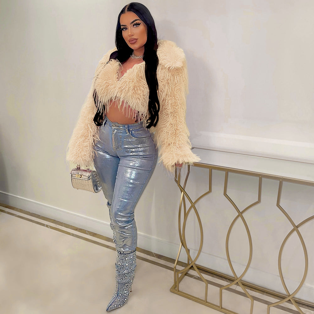 Zhongsi chuang cross-border e-commerce: european and american women's clothing - sexy faux fur short coat