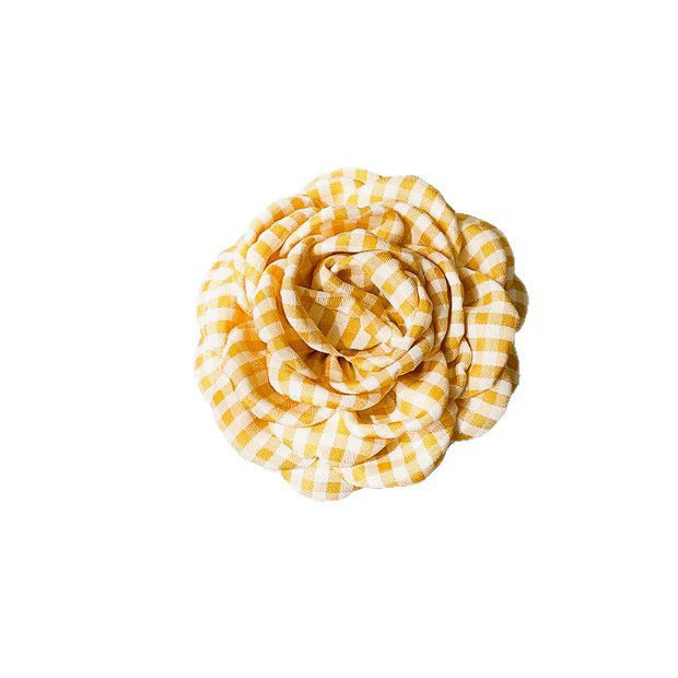 Summer yellow camellia clip for women classy back half-tied hair shark clip flower hairpin head flower hair accessories