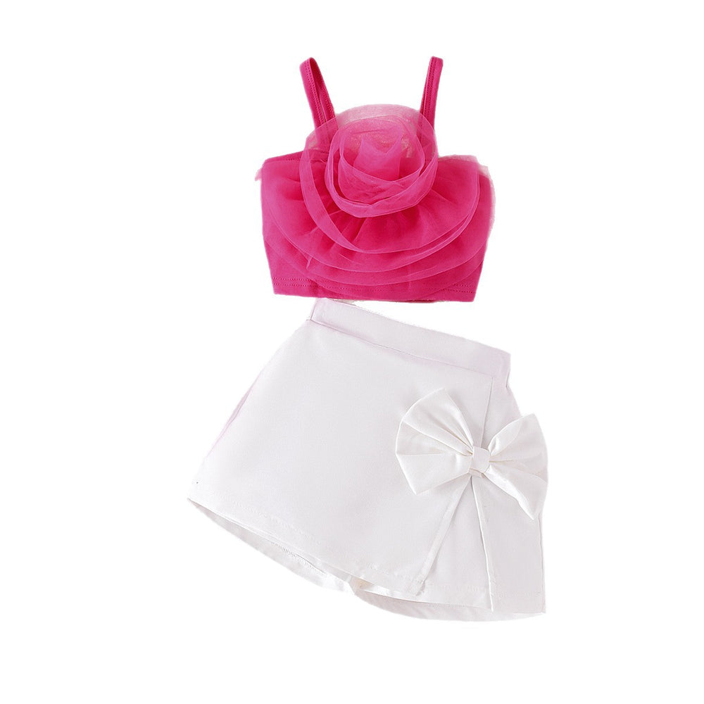 Kids clothing cross-border exclusive for european and american girls new arrival children's suspender tops+shorts+bag suit