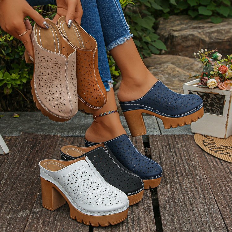 summer new arrival: plus-size women's heeled slippers for cross-border e-commerce. sizes 35-43 available. wholesale options available. dropshipping to  and