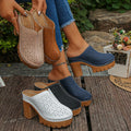 summer new arrival: plus-size women's heeled slippers for cross-border e-commerce. sizes 35-43 available. wholesale options available. dropshipping to  and
