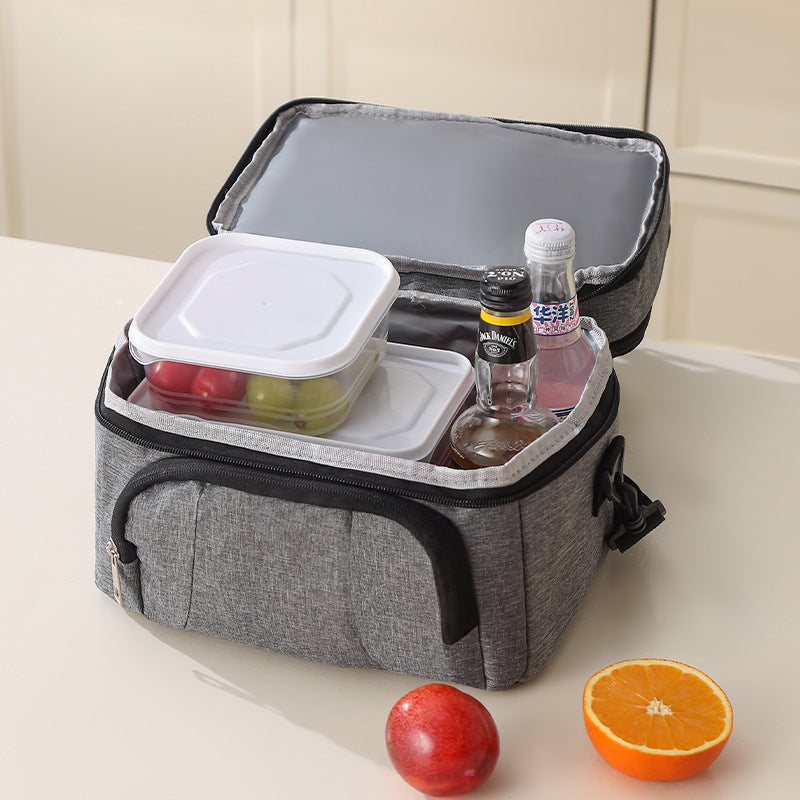 Cross-border thickened lunch bag double-layer thermal insulation bento bag EVA compression and shock-resistant waterproof aluminum foil picnic bag lunch box bag