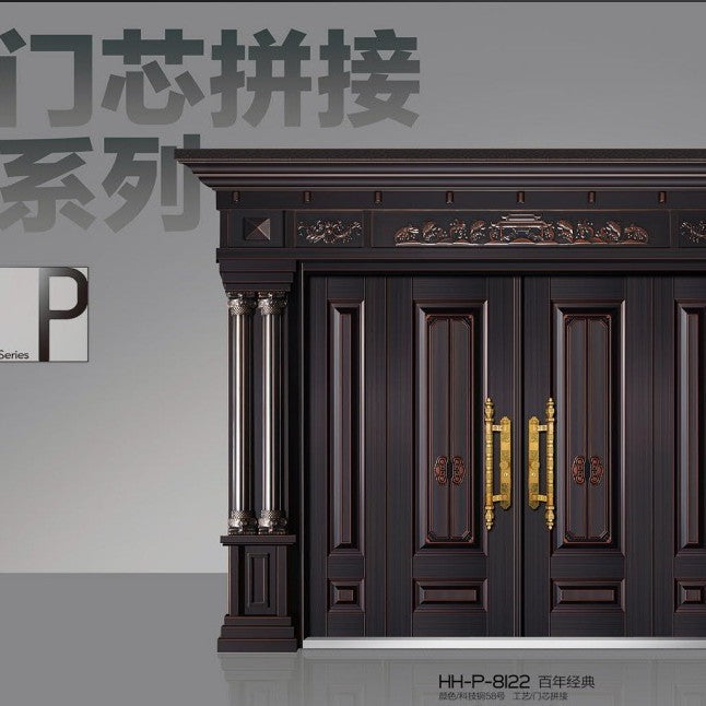 Zinc alloy villa door double door courtyard door entrance double door rural self-built house security door for home entrance door