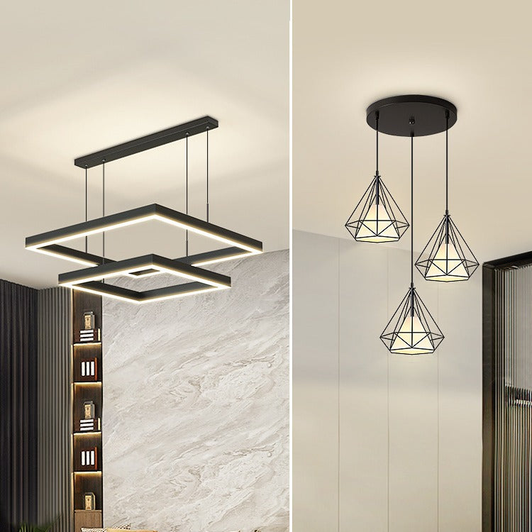 Nordic living room, chandelier, hall light, dining room, master bedroom, household ceiling lights, large three-circle box, simple and modern