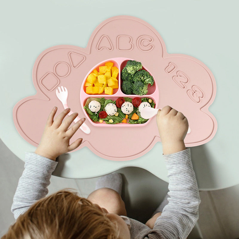 Children's cloud silicone placemat, infant and toddler learn to eat, thermal insulation mat, table mat, waterproof and non-slip mat, baby artifact