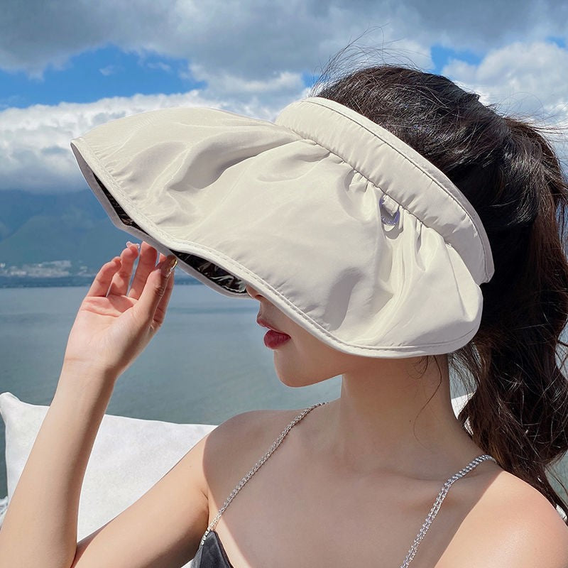Summer sun protection visor hat shell hat beach hat UV protection face cover empty top sports sun hat adjustment headband
