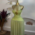 European and american cross-border women's fashion:  summer new arrival - elegant, fresh, green cutout sleeveless cami dress