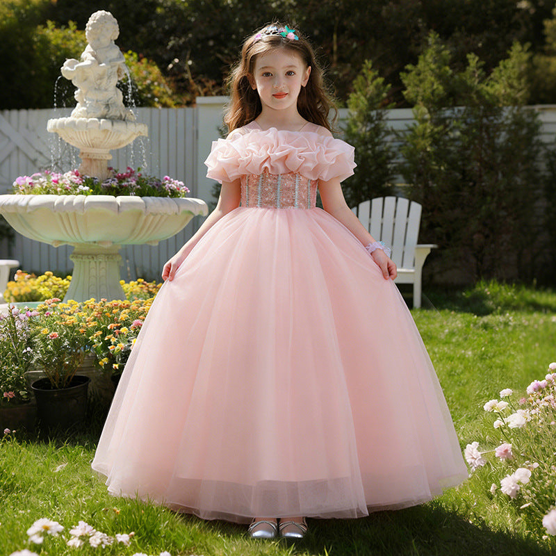 Girls' formal dress - premium openwork birthday princess gown -  new arrival - wholesale single piece - puffy flower girl dress