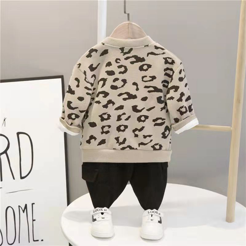 Boysknittingcardigan three-piece setautumnew arrivalchildrenk-style handsome baby suitfashionoutweartrendy