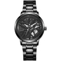 New hollow-out creative tech men's steel band watch with rotating bezel - quartz watch for cross-border e-commerce