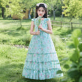 Girls' chiffon dress - floral print, country style, fresh and flowy, suspender dress, chic and stylish, new  long dress