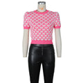 spring/summer european and american style fashion knitted heart print women's short-sleeve t-shirt
