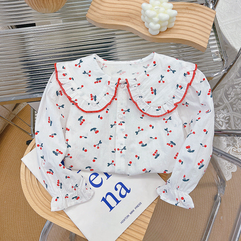 spring/autumn new collection: pure cotton shirt blouse for girls - peter pan collar, babydoll style, fresh & trendy outerwear/undershirt