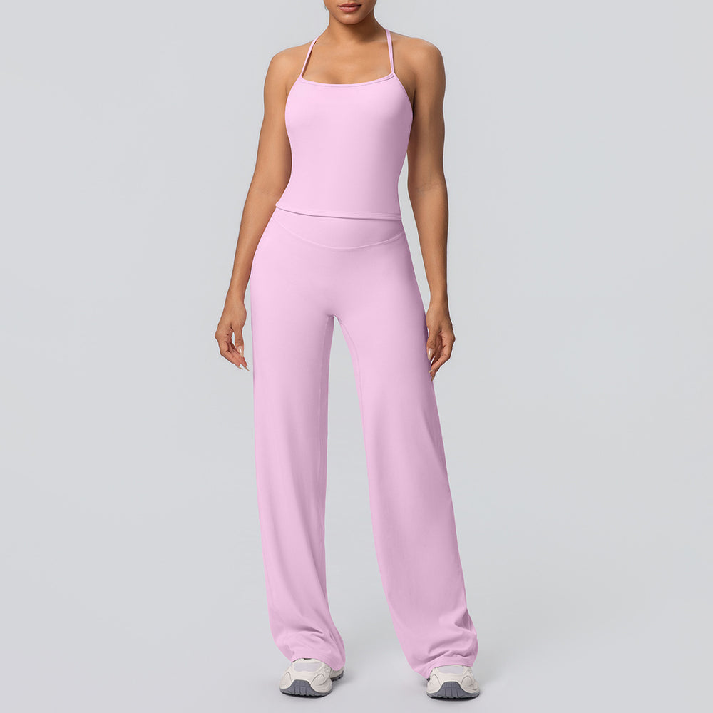 High-waisted, butt-lifting, cloud-soft, quick-drying yoga set featuring a sexy camisole and racerback design. perfect for outdoor activities, casual wear, running, and fitness