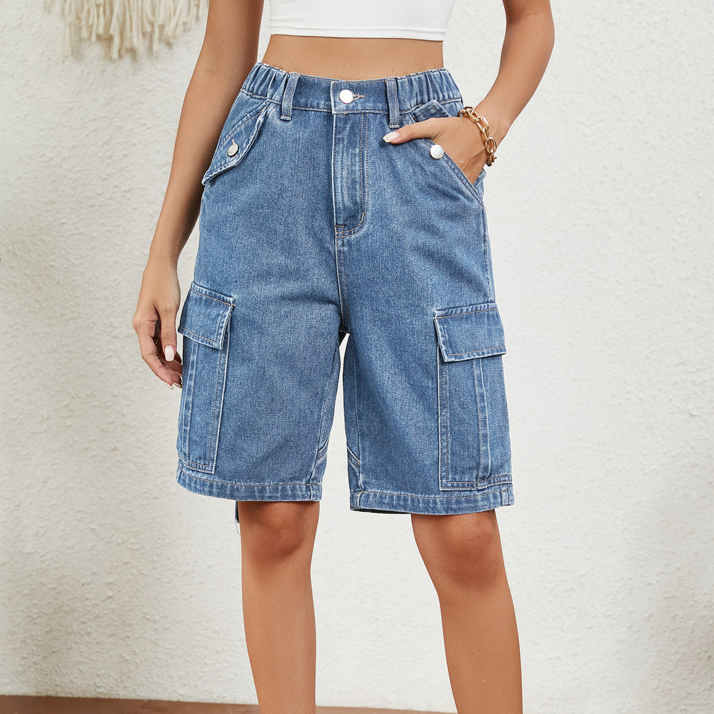 Wishfashion cross-border women's clothing  independent station new arrivalstylish washed workwear half length pants casualshorts trendy