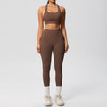 fashionpure color double-sided brushed back cross sports intimates yoga suit running fitness two-piece set