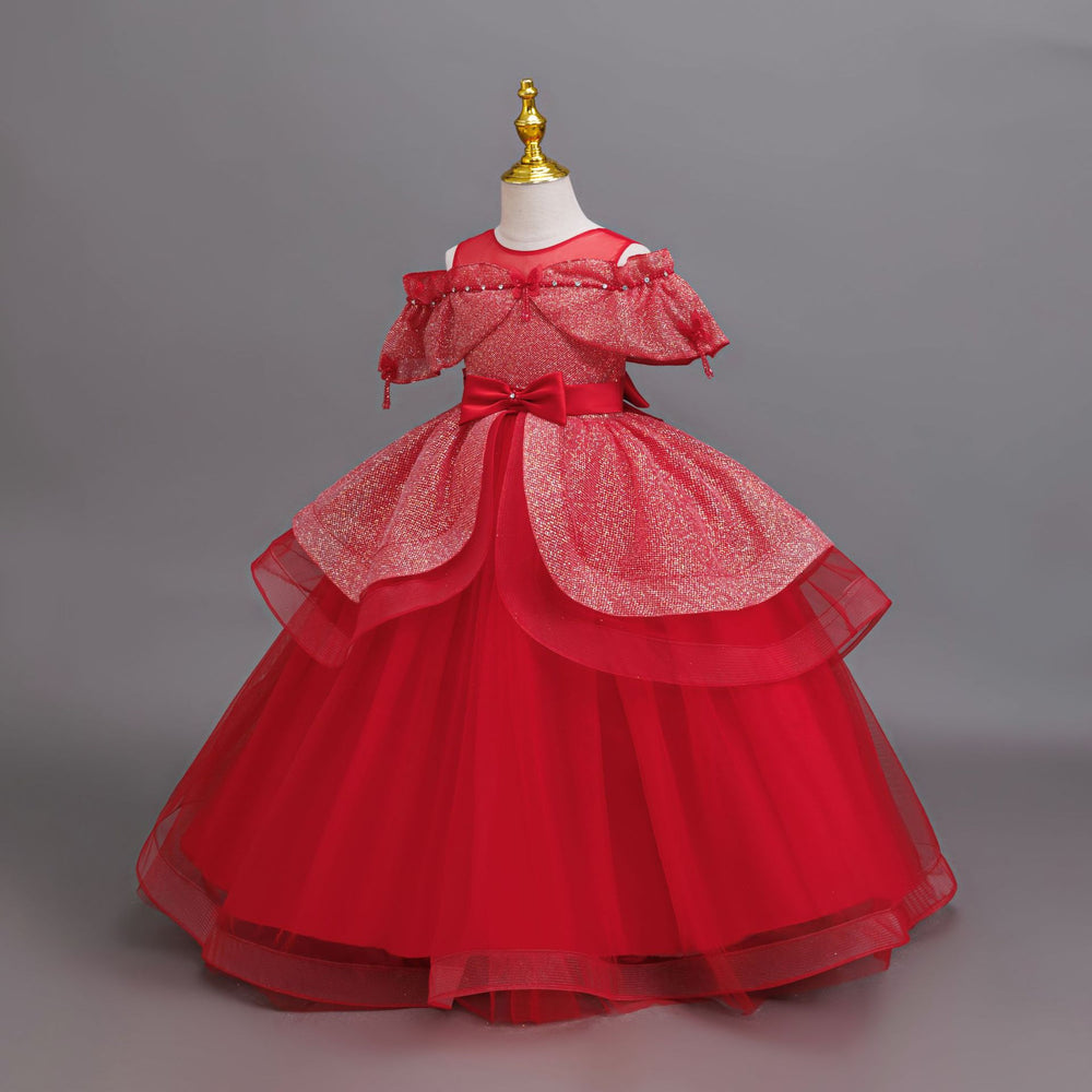 Export ready-made children's dress sequin flower wedding dress princess dress girl piano performance dress girl dress