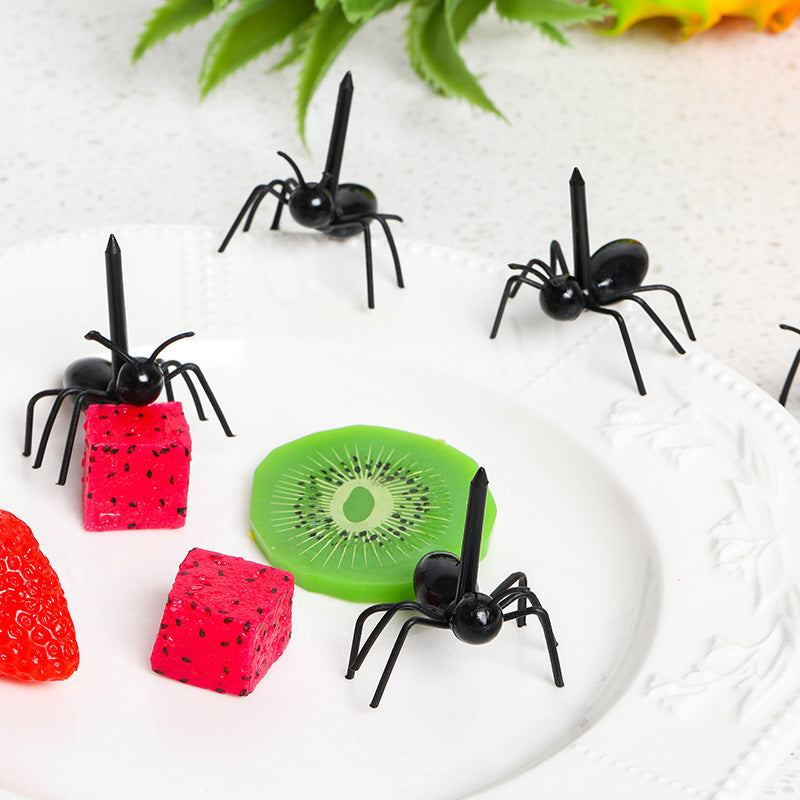 Hard-working ant moving fruit forks 12-piece set, ant toothpicks bento picks, party cake inserts dessert forks