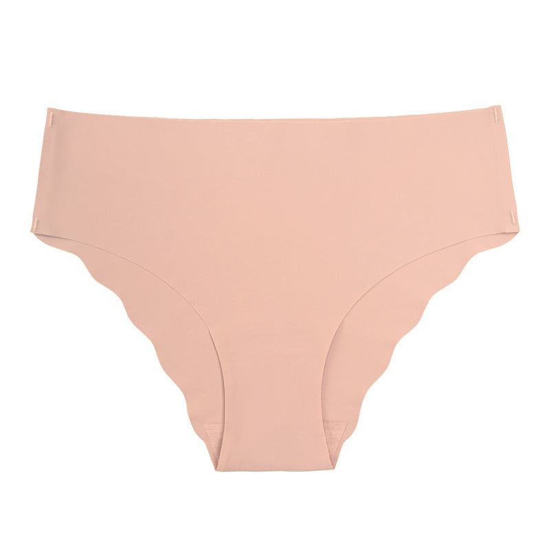 fashionplus size seamless wavy edge underwear for women soft breathable cotton ladies ice silk briefs wholesale