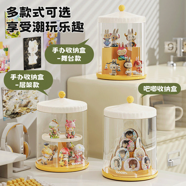 Transparent rotatable blind box storage display stand Multi-layer doll figure display box Dust-proof POP MART storage box