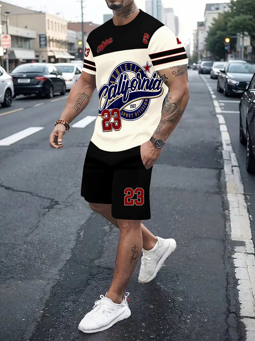 Men's casual sports set - short sleeve & shorts - summer hot seller - cross-border fashion - two-piece leisure outfit