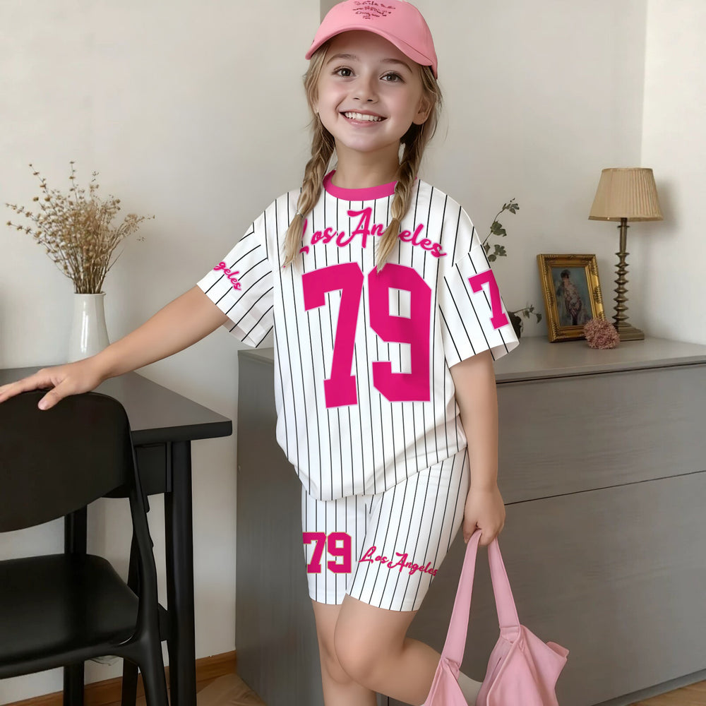 Wholesale girls' clothing: versatile t-shirt and shorts set - casual two-piece outfit, ready stock, direct supply