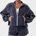 New quick-dry tennis jacket women's running long sleeve t-shirt sports top outdoor badminton slimming fitness apparel