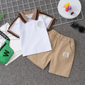 summer children's clothing: kids' short-sleeve polo shirt + t-shirt shorts 2-piece set, trendy wholesale for toddlers and young children