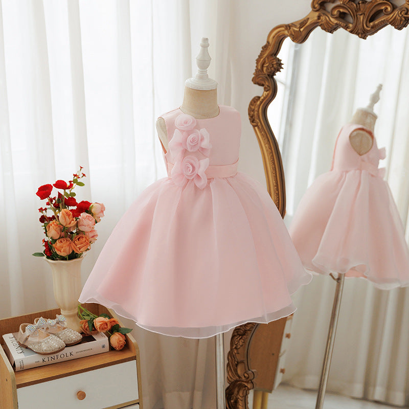 Girls' princess dress - baby birthday, first birthday, newborn, kids' dress - satin, high-end, sleeveless tank dress