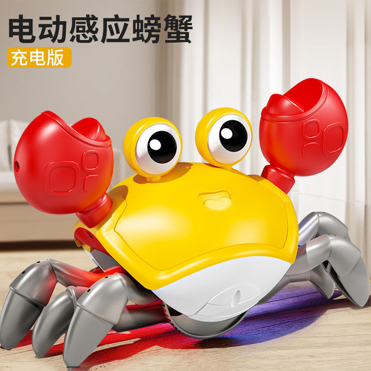 Rechargeable automatic induction charging electric escape crab with lights and music - realistic crawling toy for boys and girls - hot seller for street vendors