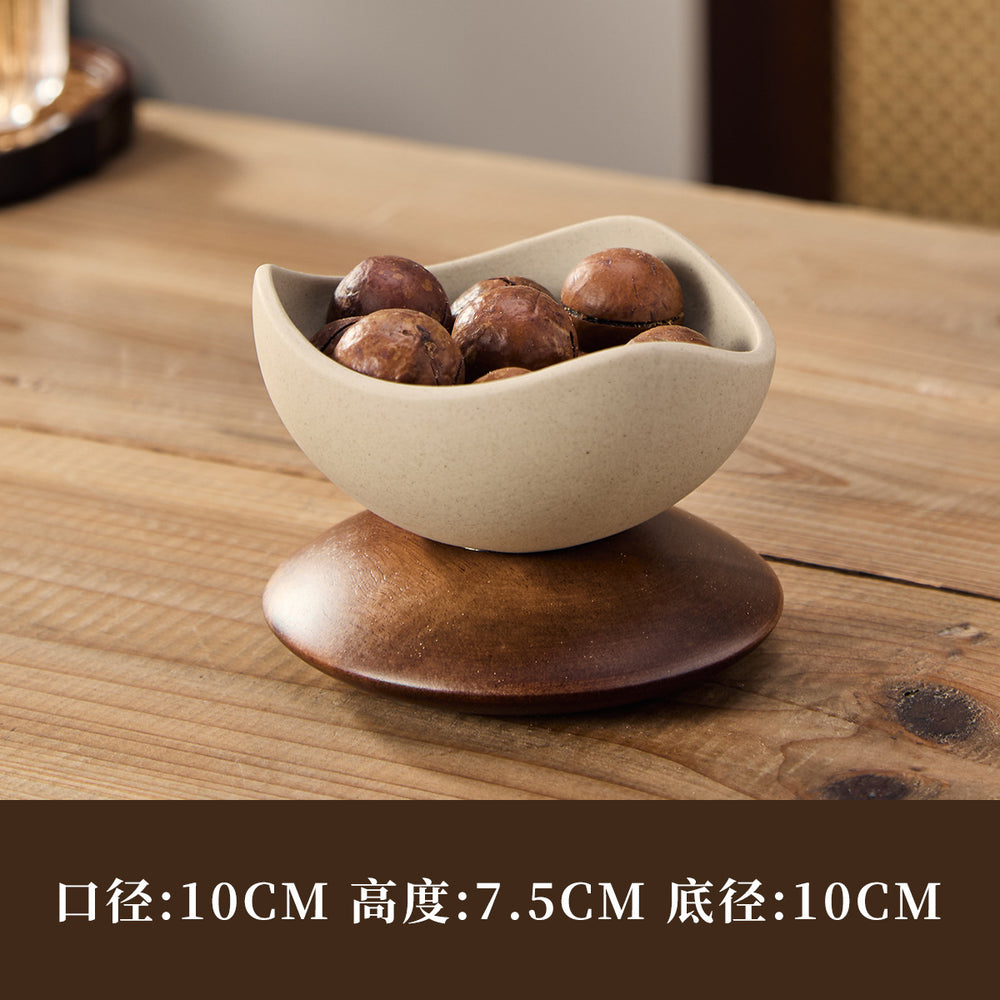 Japanese creative stoneware dessert cup dessert bowl ice cream cup tall flying saucer bottom seat afternoon tea snack plate
