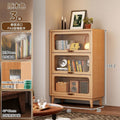 Solid wood bookcase dustproof with glass door bookshelf storage rack floor-standing for home storage cabinet living room bookcase medieval style