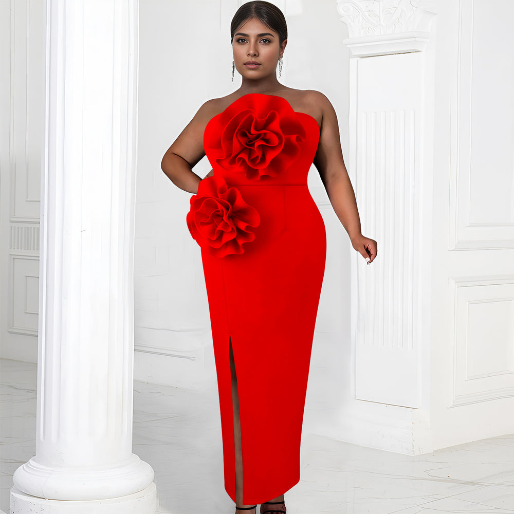 C7039 cross-border   independent station fashion women's solid color sleeveless slit dress new