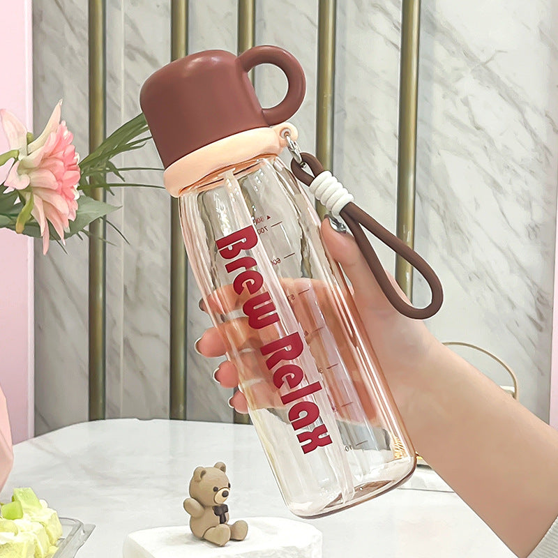 Summer new arrival: cute cartoon plastic water bottle for girls - stylish, portable, and perfect for students on the go!
