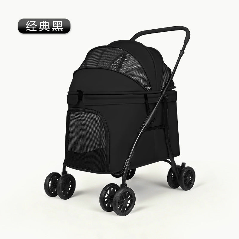 Medium-sized double pet stroller, foldable dog stroller, lightweight and portable dog carrier, suitable for cats and small breeds like corgis