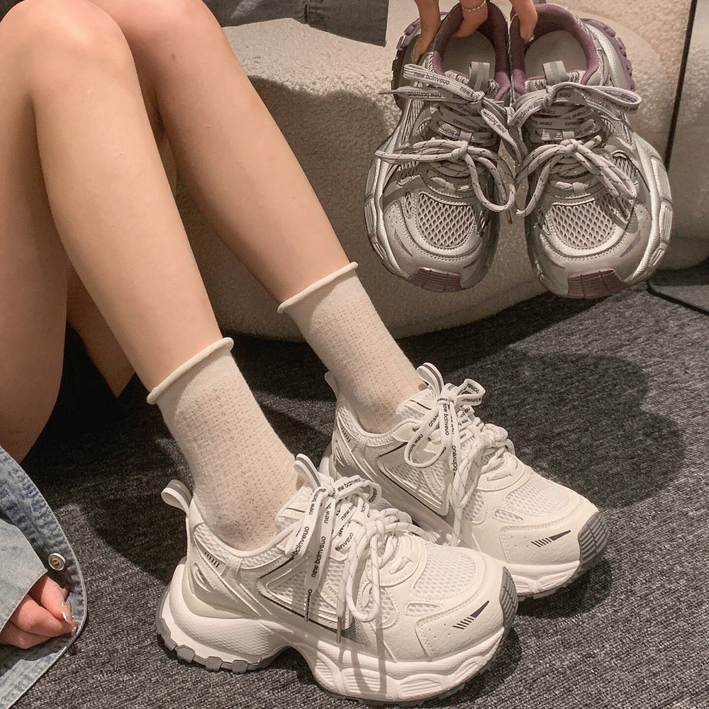 Thick sole heightened dad shoes women's 2026new arrivalspring sports casual shoes best selling petites mesh women's shoes