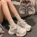 Thick sole heightened dad shoes women's 2026new arrivalspring sports casual shoes best selling petites mesh women's shoes