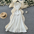 French chic sleeveless beaded knit dress - women's summer high-waisted a-line dress - slimming, elegant, and versatile workwear maxi dress