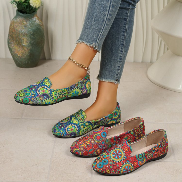 plus size spring and summer new arrival cloth retro breathable printingeasiest for matchelegant ethnic style wedge flats women's wholesale