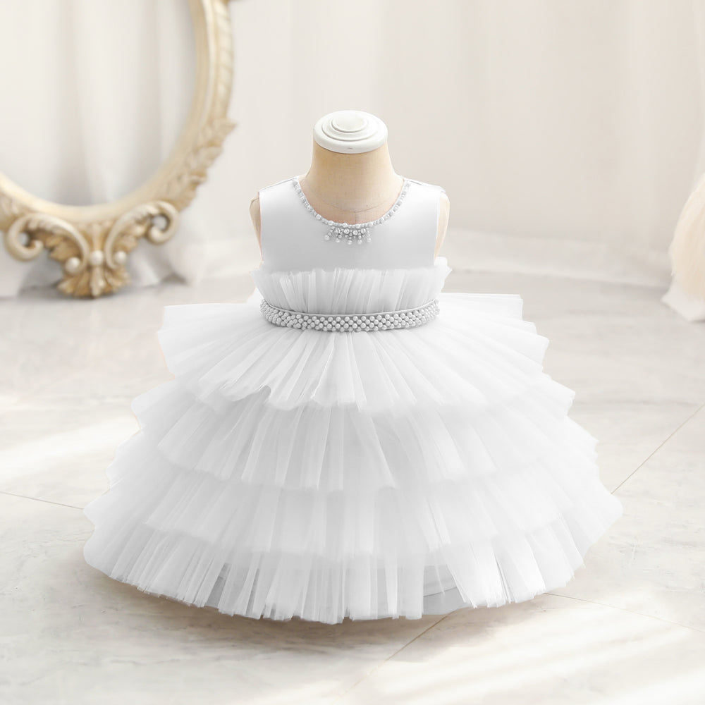 Export kids dress red bead chain princess dress female doll children's day chorus performance skirt kids dress