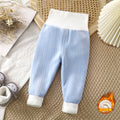 Kidsheattech pants baby fleece-lined long johns fall and wintergirl boys thickened high waist belly pants baby bottom pajamas