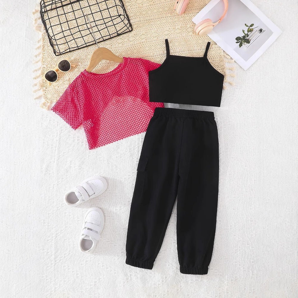 exclusive supply—girl fashion sports suit california letter vest + black sports pants