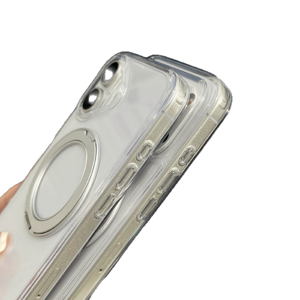 Suitable for iphone17pm rotating stand non-yellowing acrylic mobile phone case apple 16 transparent magnetic mobile phone case