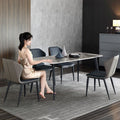 Rock slab dining table for homesmall apartment dining table modern casualaccessible luxury rectangular high-end glossy dining table and chair combination