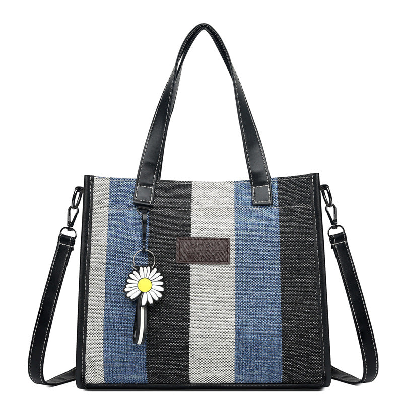 2024 new women's fashion shoulder bag crossbody bag canvas bag color block handbag minimalist versatile tote bag