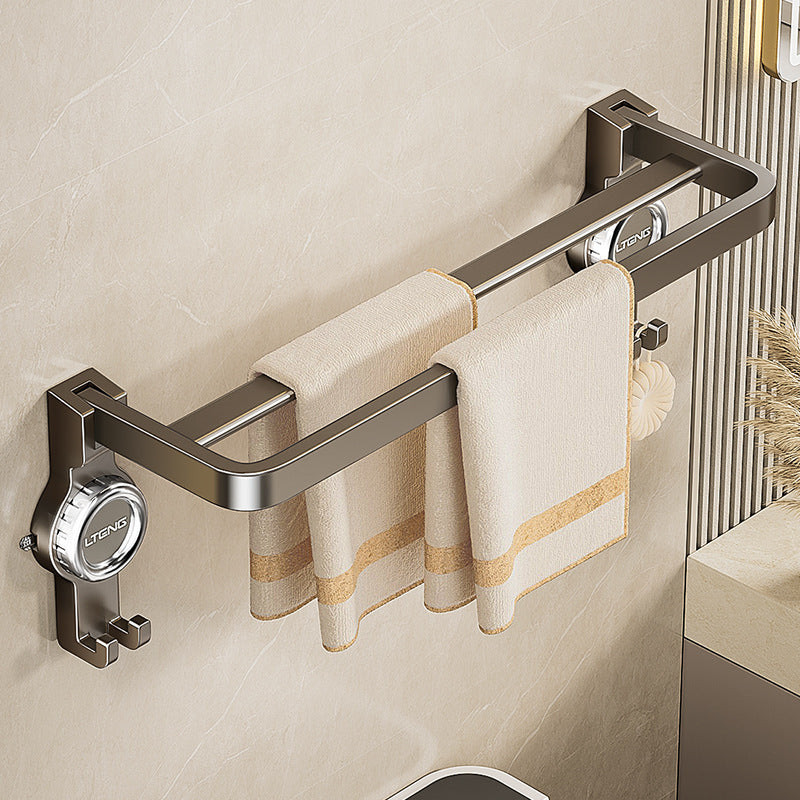 [Sample customization] Suction cup towel rack, bathroom towel storage rack, double rod folding bathroom storage rack